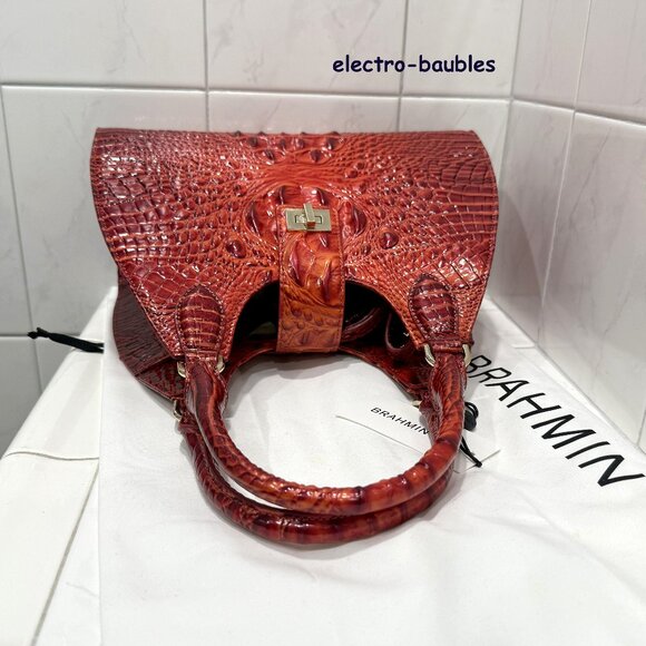 NWT Brahmin Adrian Radiant Red Melbourne Embossed Leather Satchel - CHRISTMAS! - Picture 5 of 13